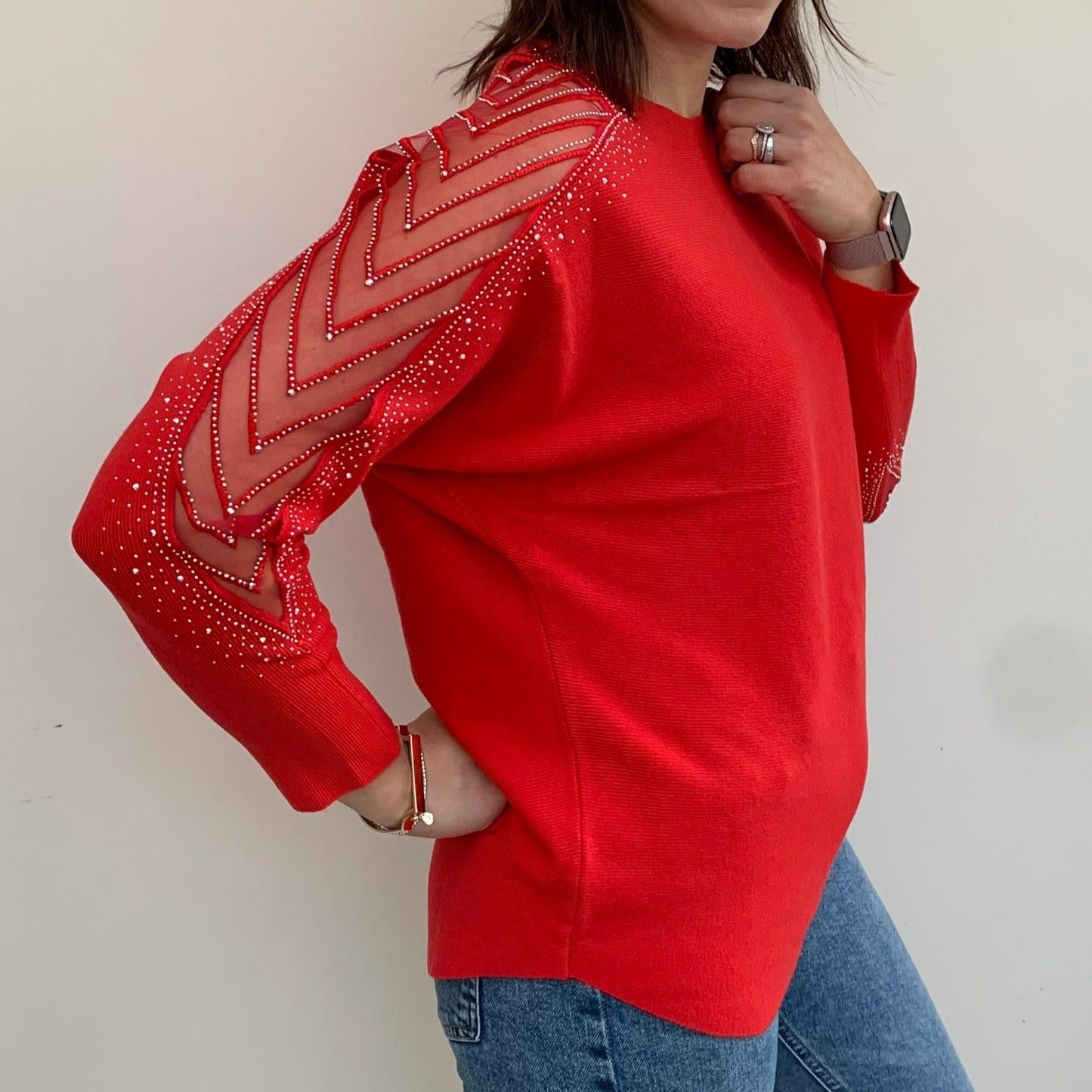 Paramour Mesh Embellished Shoulder Jumper