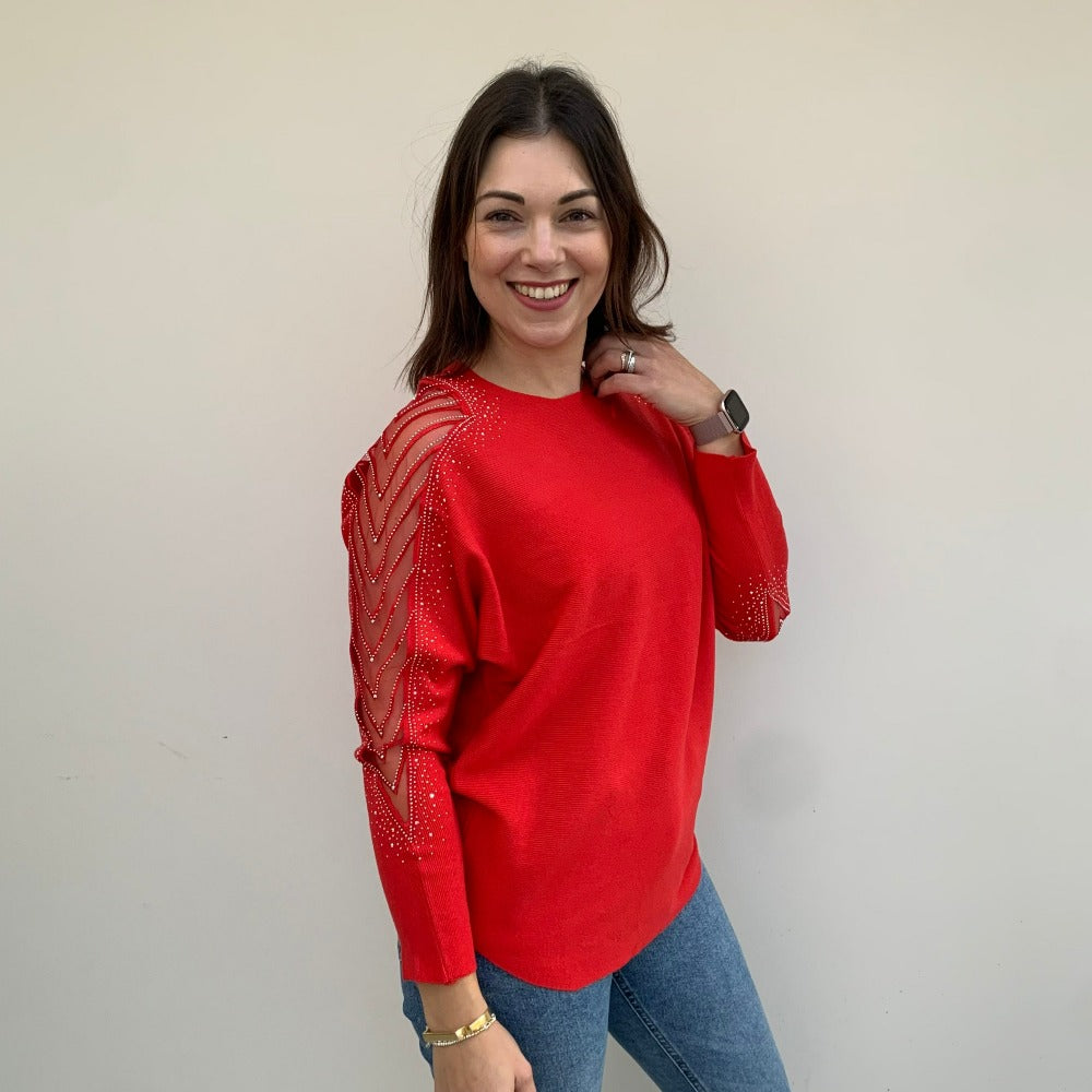 Paramour Mesh Embellished Shoulder Jumper