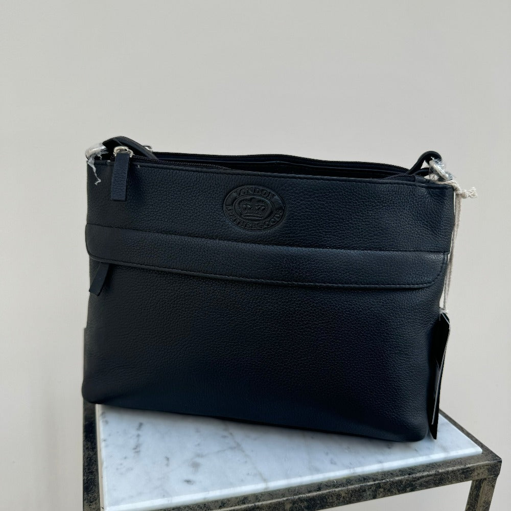 LLG Pebble Leather Twin Top Zip Handbag