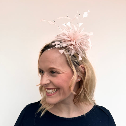JBees PS10 Feather Fascinator in Pinks