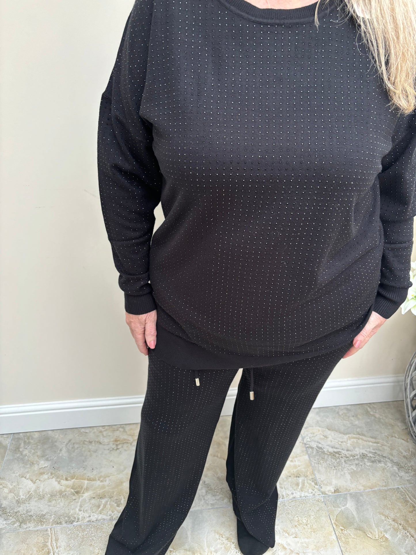 Malissa J WF2287 Long Sleeve Knit with Allover Stud Detail