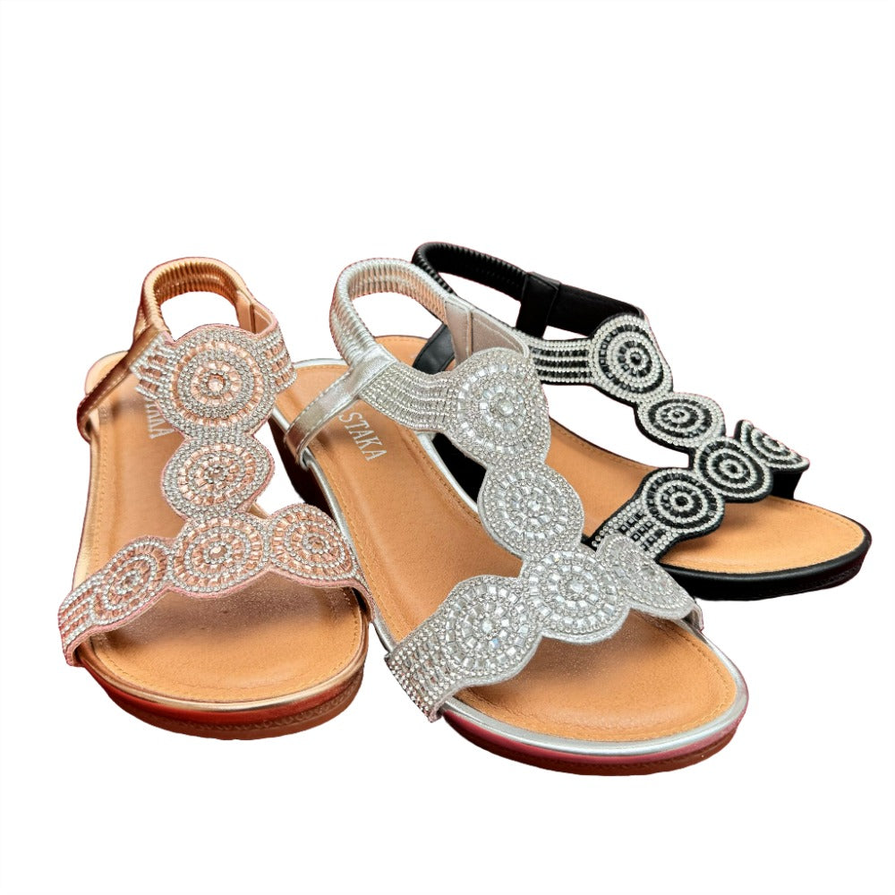 Diamante Circle Detail Slip on Wedge
