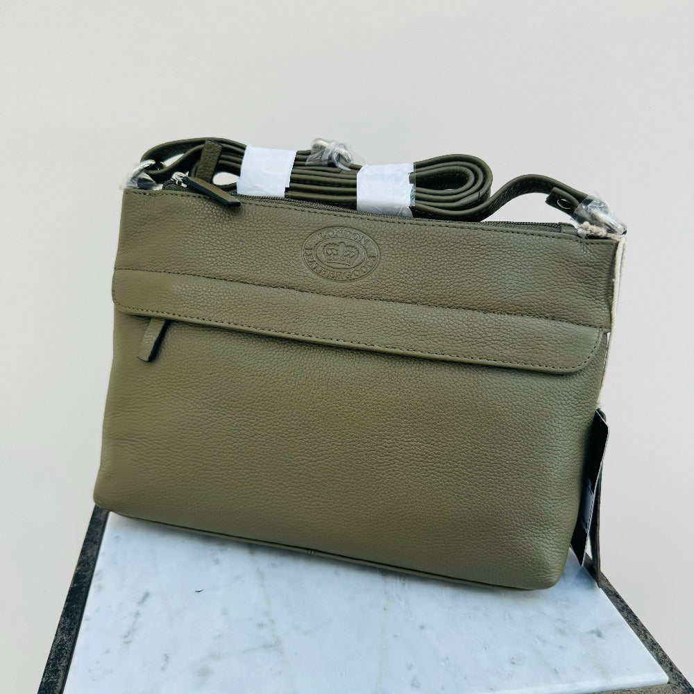 LLG Pebble Leather Twin Top Zip Handbag