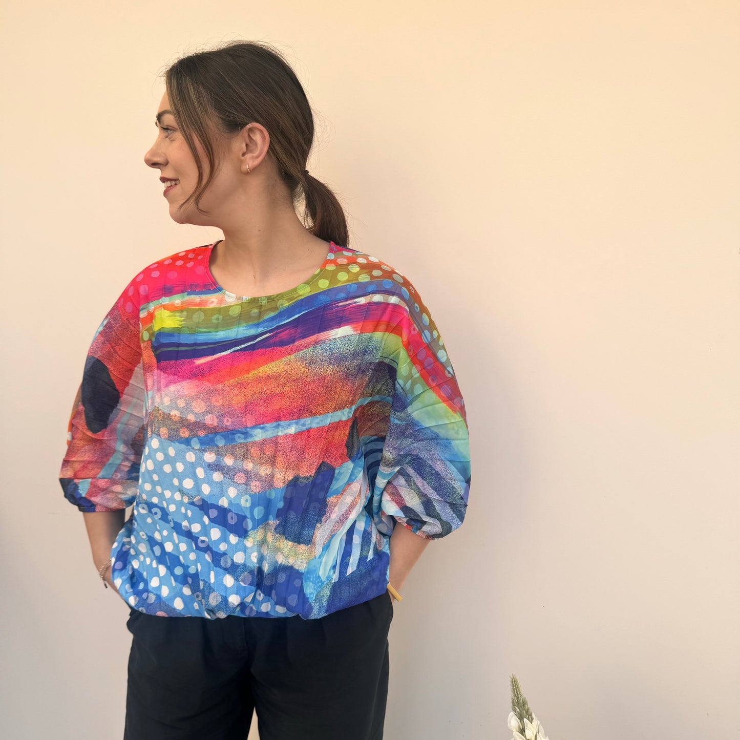 I.NCO Multi coloured Pleated Top