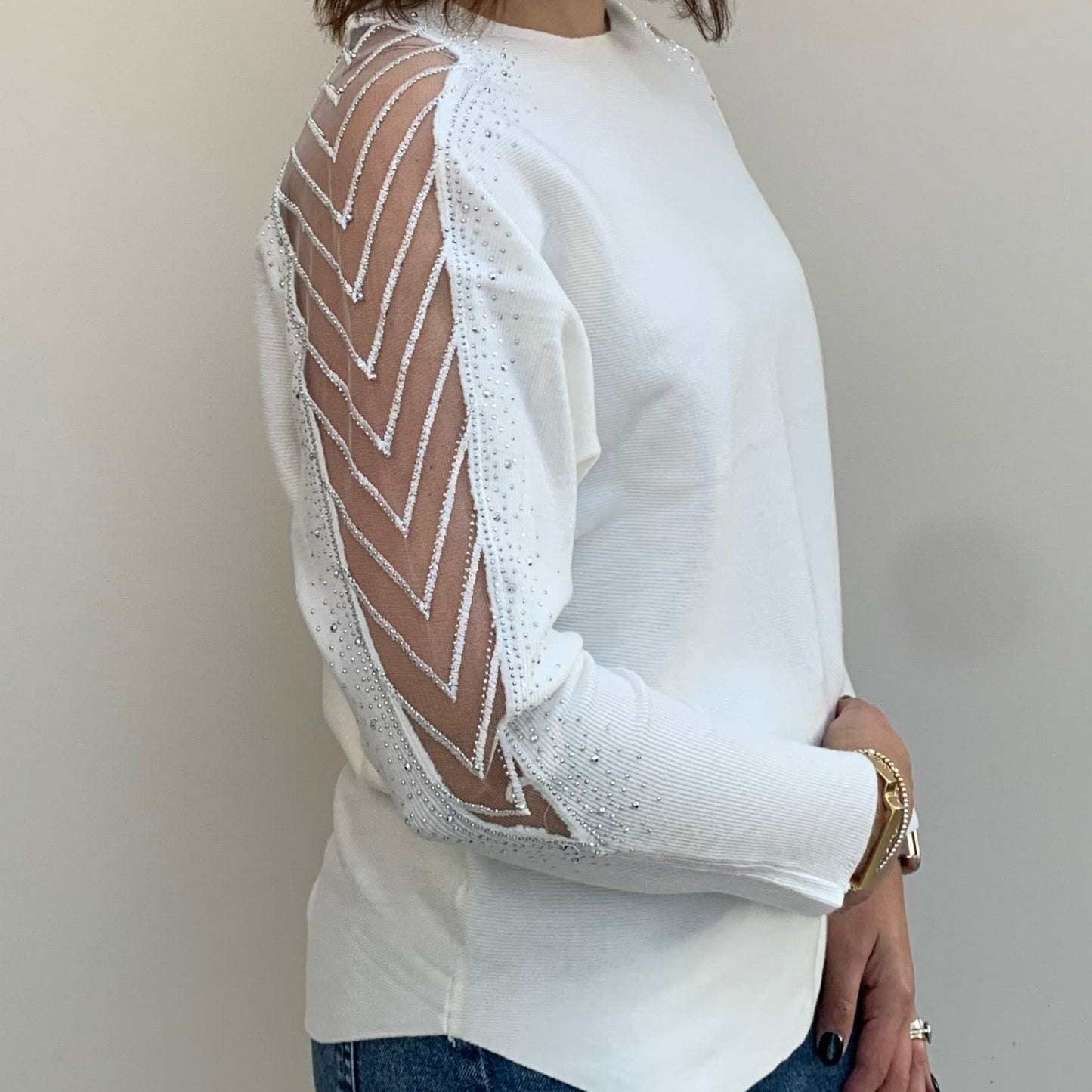 Paramour Mesh Embellished Shoulder Jumper