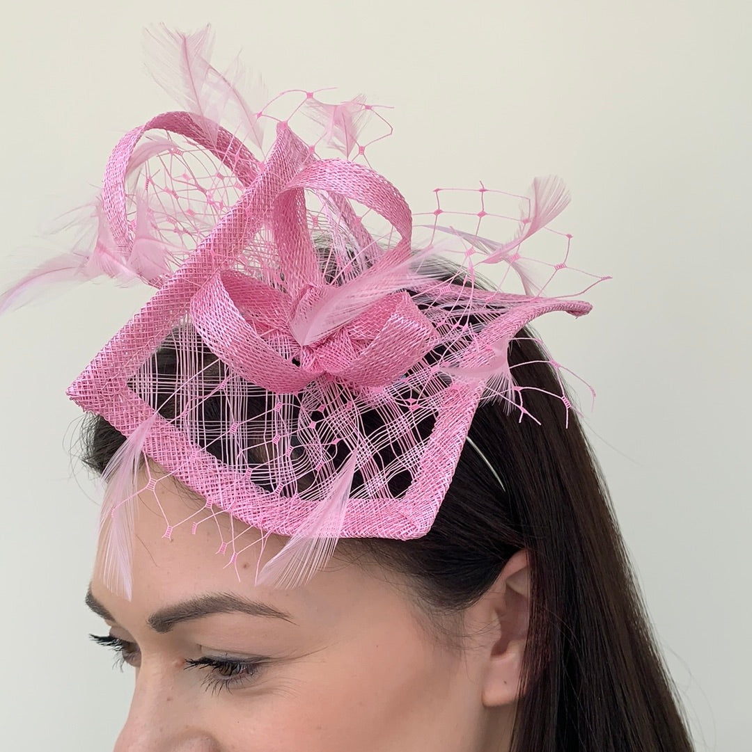 Max and Ellie HF1 Small Fascinator on Headband in Pinks