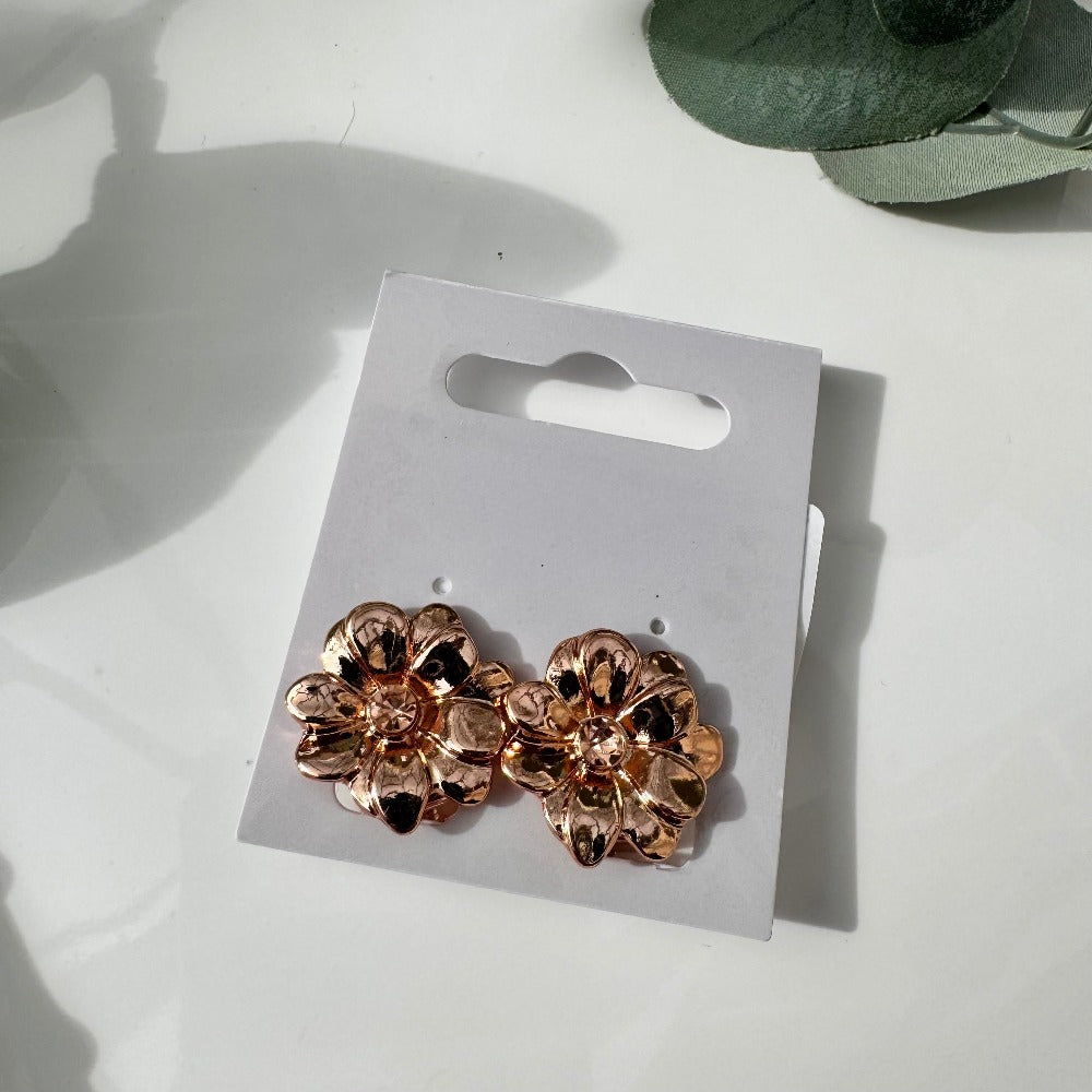 Rose Gold flower Clip On Earring