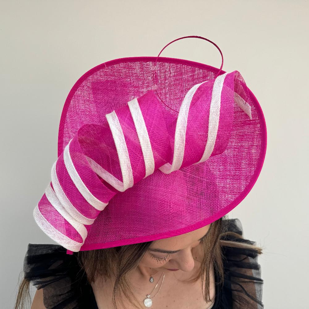 Boardmans Glenda Disc Hatinator in Fuchsia & Ivory