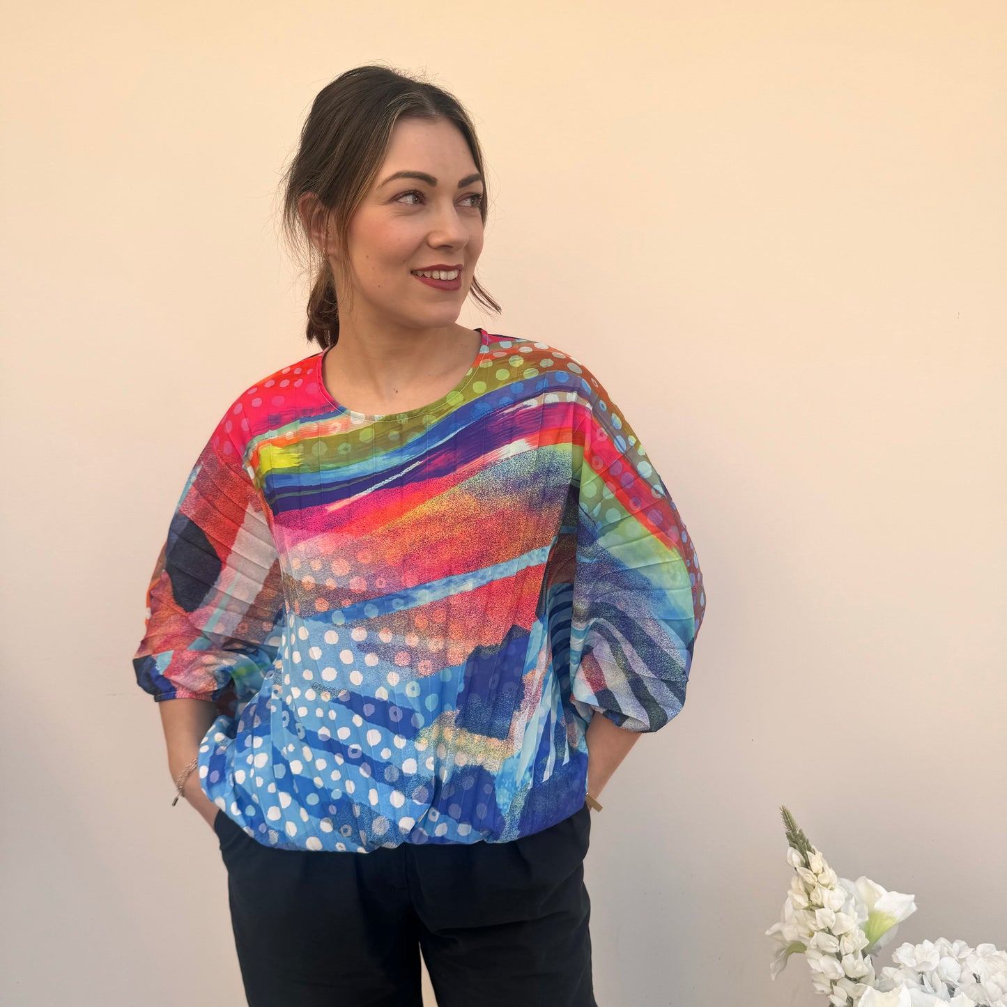 I.NCO Multi coloured Pleated Top