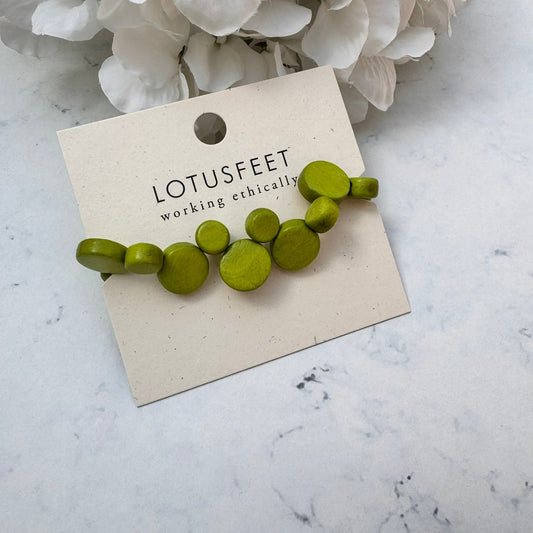 Lotus Feet Lime Wood Discs Bracelet