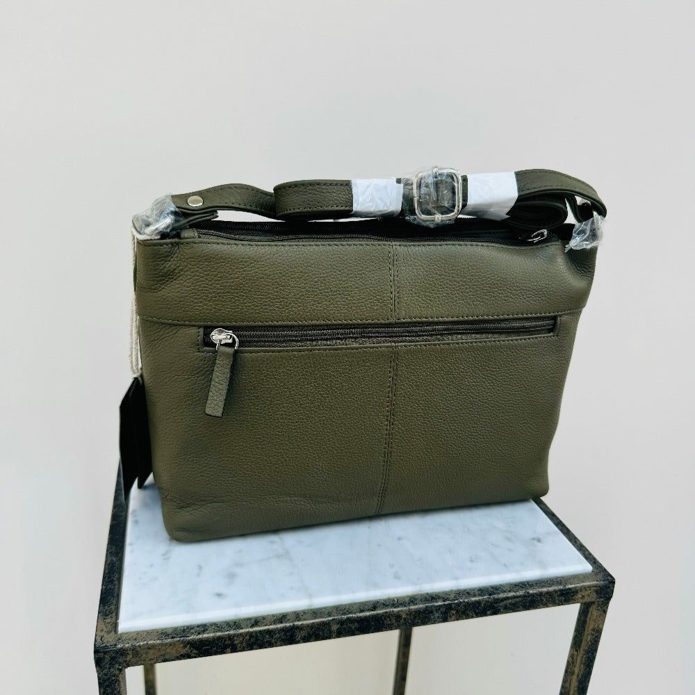 LLG Pebble Leather Twin Top Zip Handbag