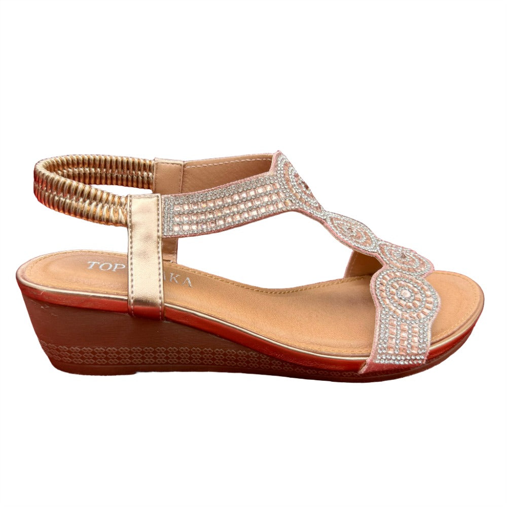 Diamante Circle Detail Slip on Wedge