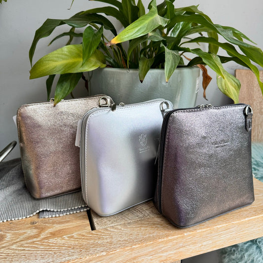 Leather Ladies Small Cross Body PS14 In Metallics