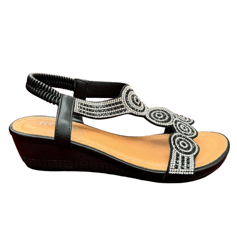 Diamante Circle Detail Slip on Wedge