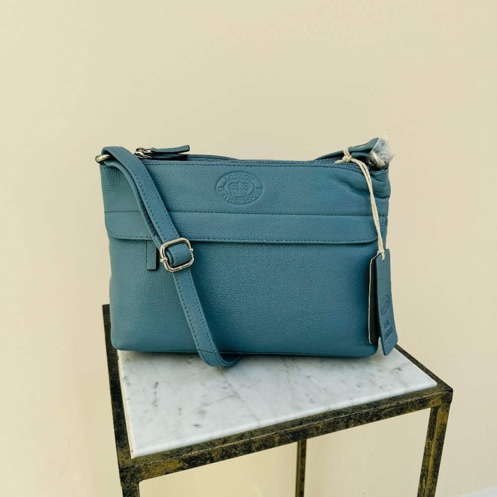 LLG Pebble Leather Twin Top Zip Handbag