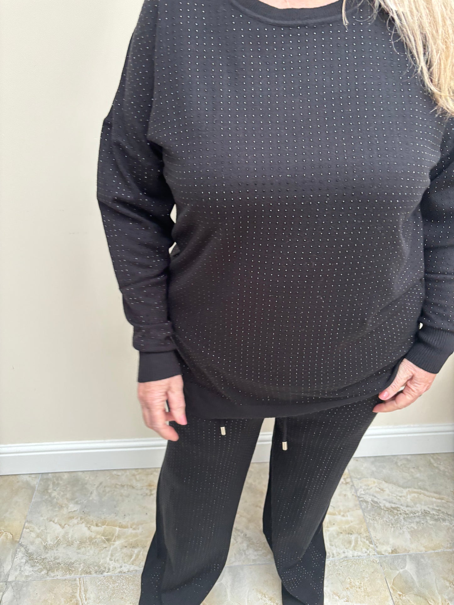 Malissa J WF2287 Long Sleeve Knit with Allover Stud Detail