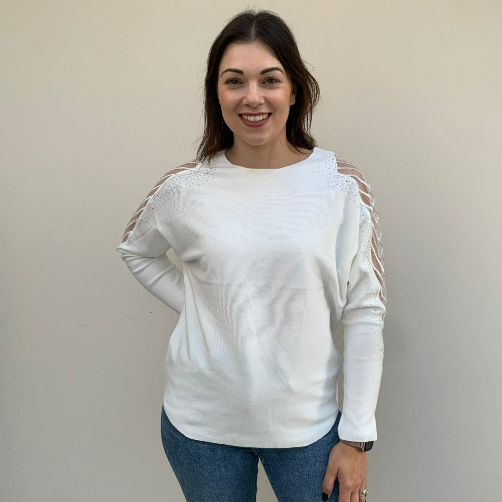 Paramour Mesh Embellished Shoulder Jumper