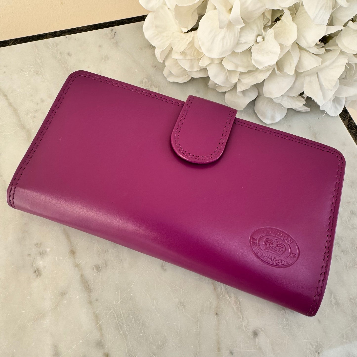 LLG Soft Nappa Leather Large Purse with Clip Section
