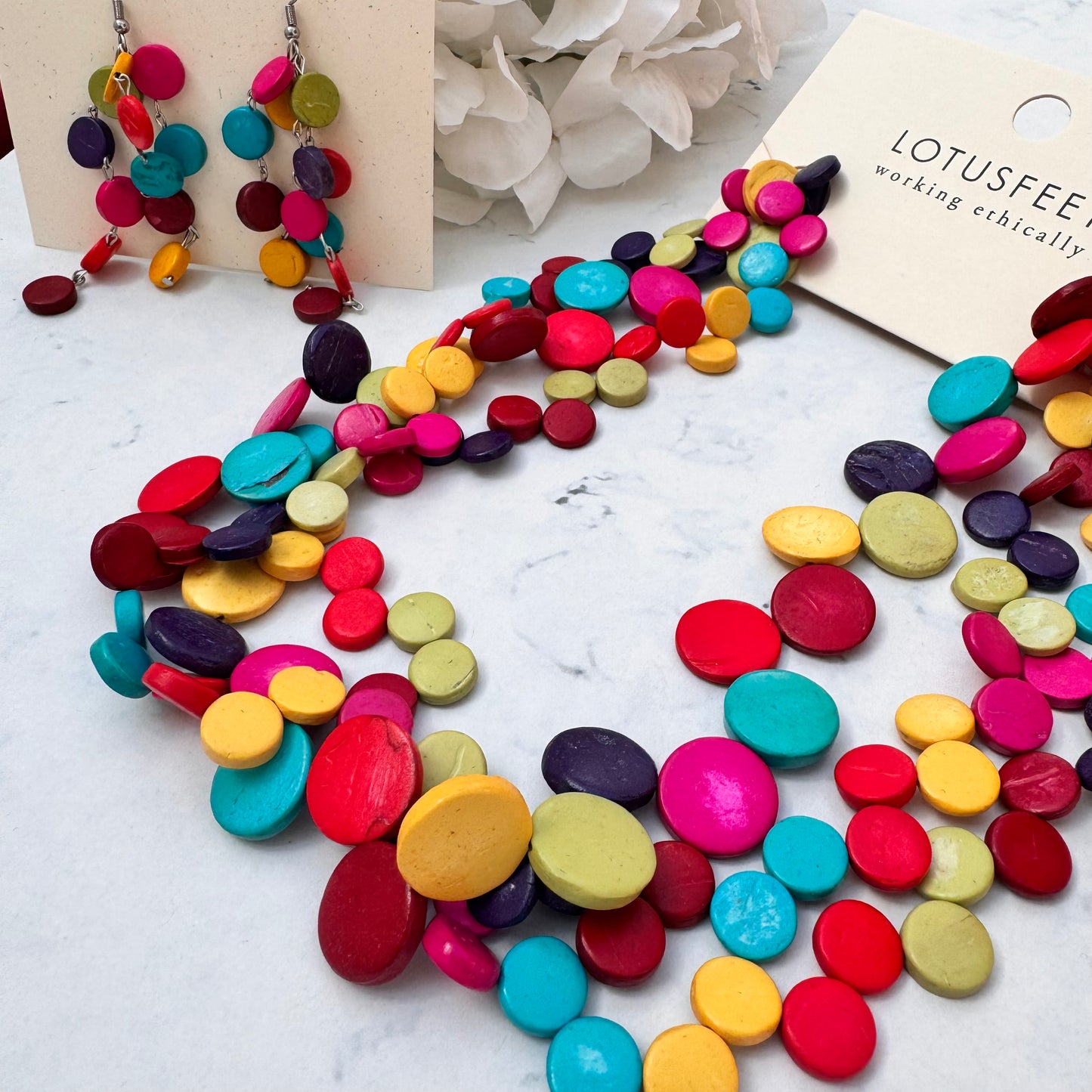 Lotus Feet Rainbow Circle Multi Layered Necklace