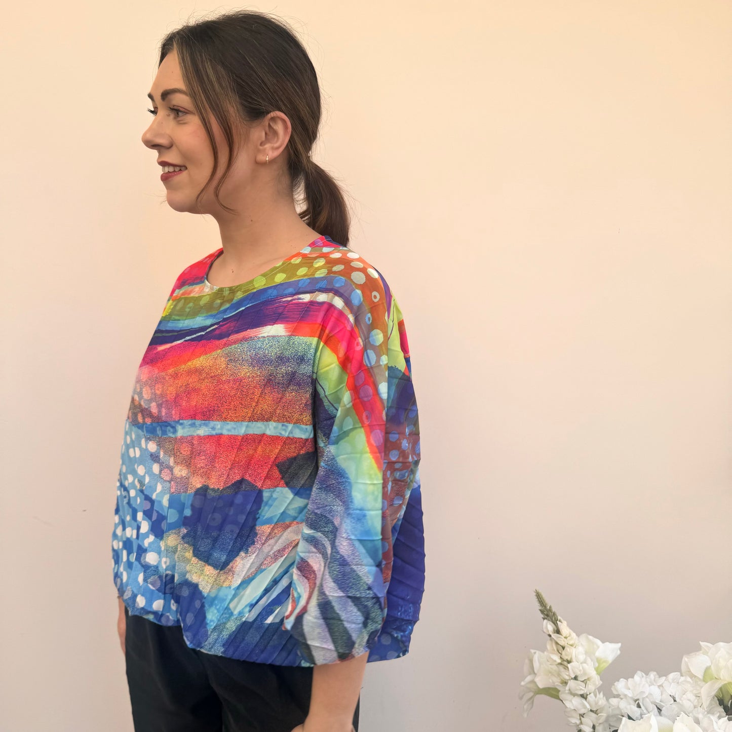 I.NCO Multi coloured Pleated Top