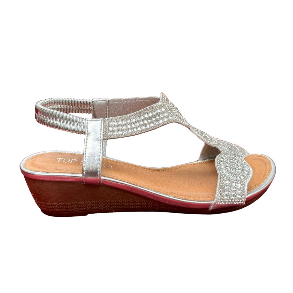 Diamante Circle Detail Slip on Wedge