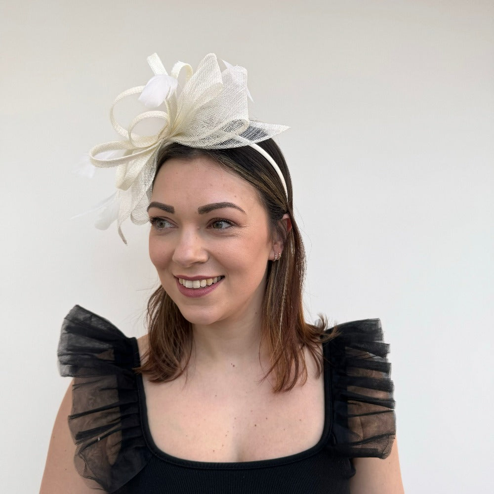 J Bees JB24/54 Bow Fascinator In Nudes & Ivory