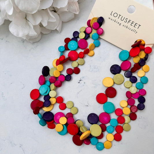Lotus Feet Rainbow Circle Multi Layered Necklace