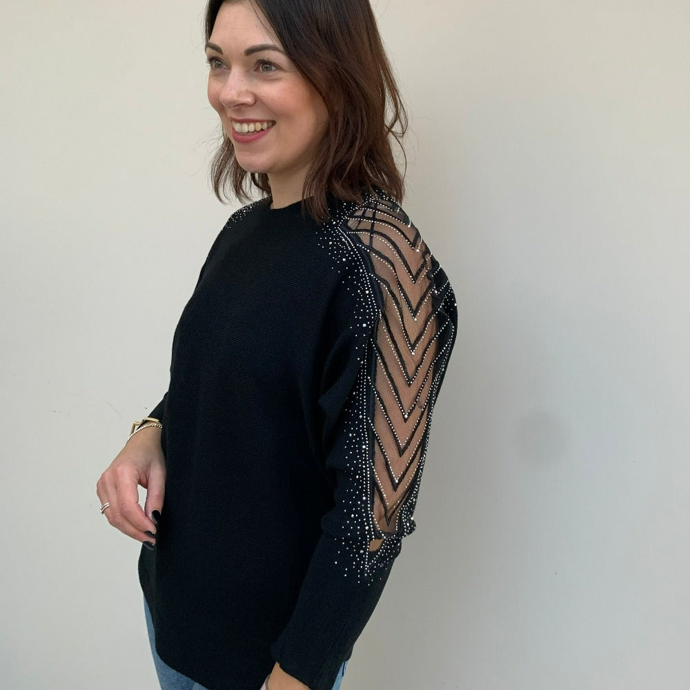 Paramour Mesh Embellished Shoulder Jumper