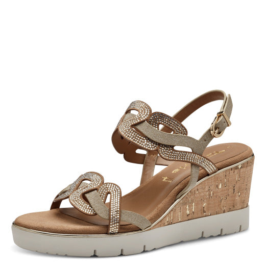 Tamaris Wedge Sparkle Sandal in Gold