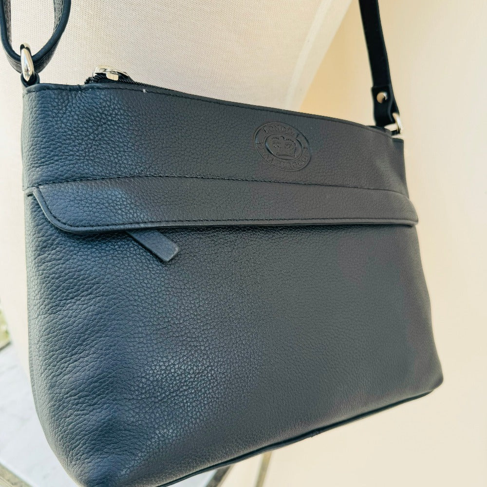 LLG Pebble Leather Twin Top Zip Handbag