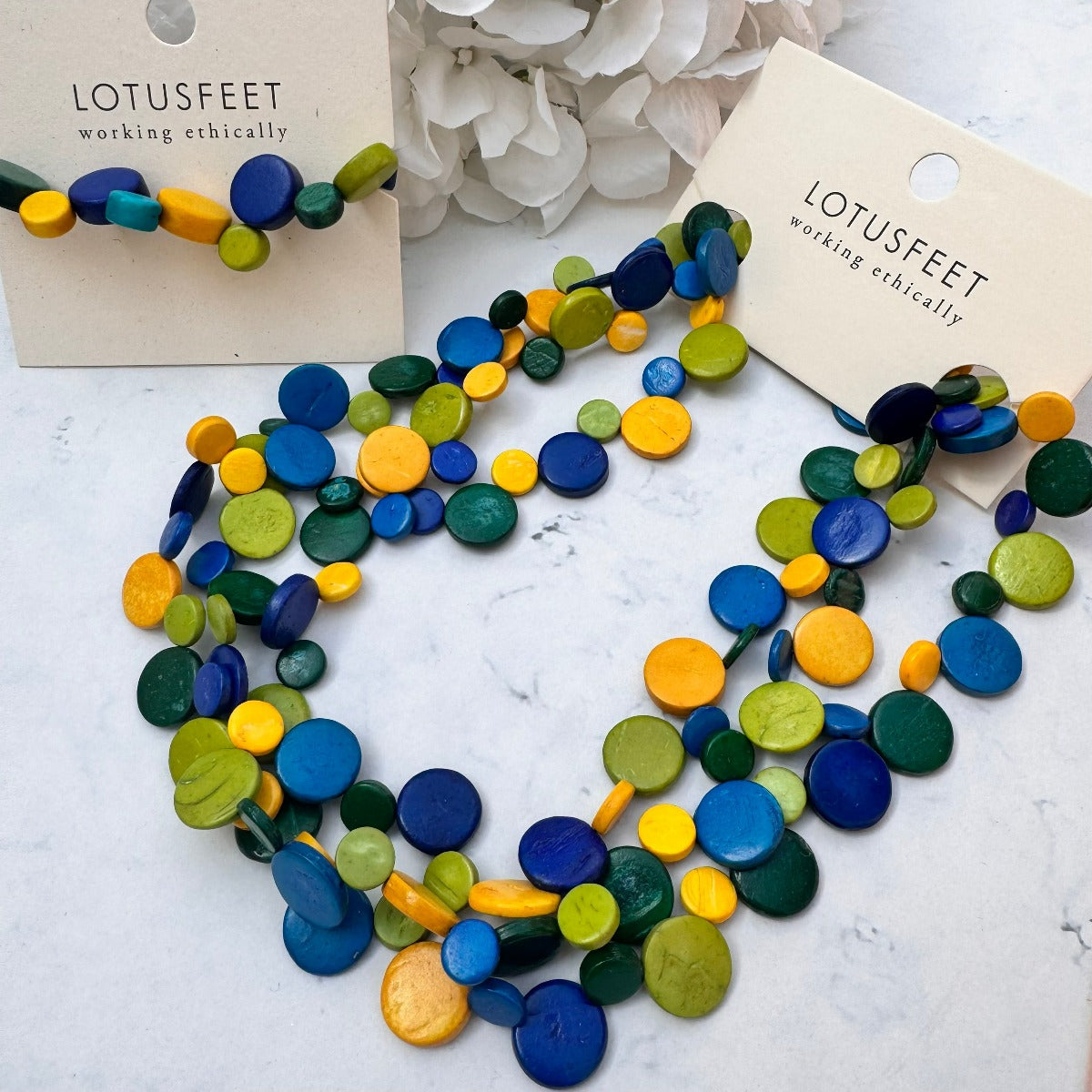 Lotus Feet Blue & Green Circle Multi Layered Necklace