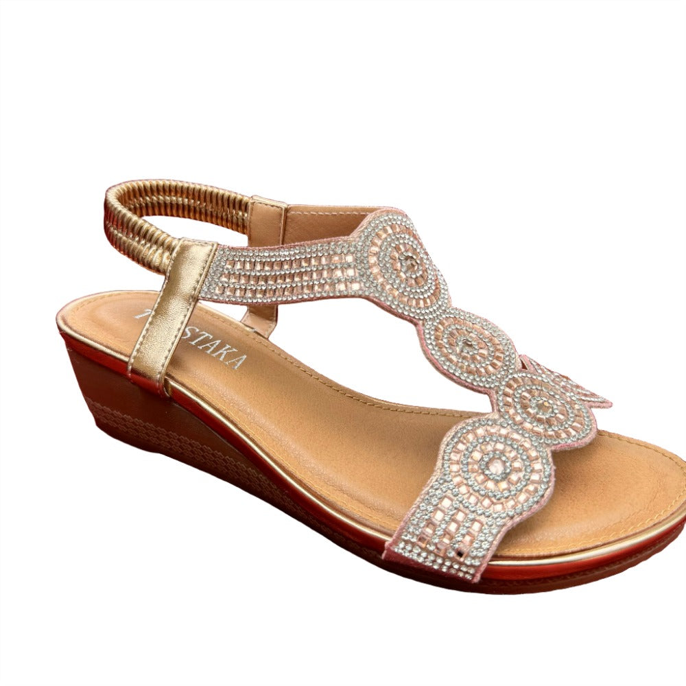 Diamante Circle Detail Slip on Wedge