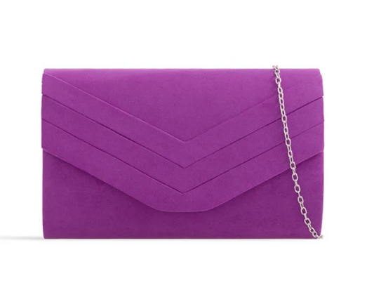 Koko Faux Suede Clutch with Pleated Detail L809