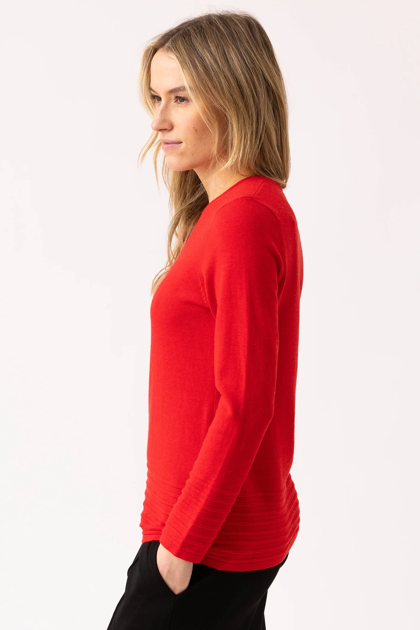 Marble 6377 Round Neck Knit with Ribbed Edge