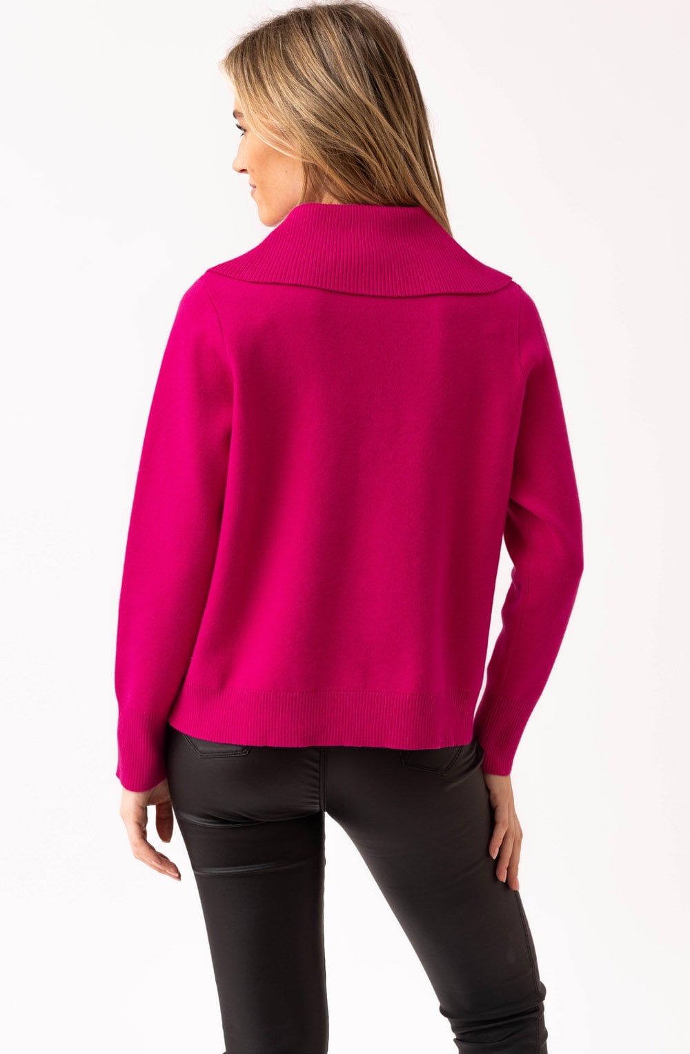Marble 8105 Bright Pink Button V Neck Jumper