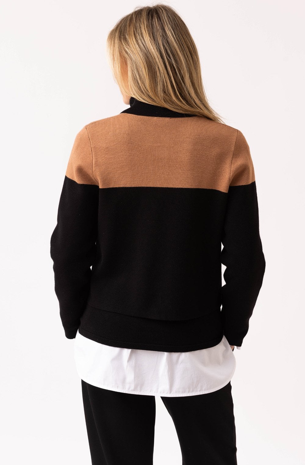 Marble 8115 Tan & Black Button Down Cardigan