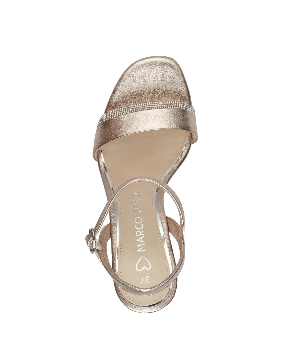 Marco Tozzi Platinum Ankle Strap Heels