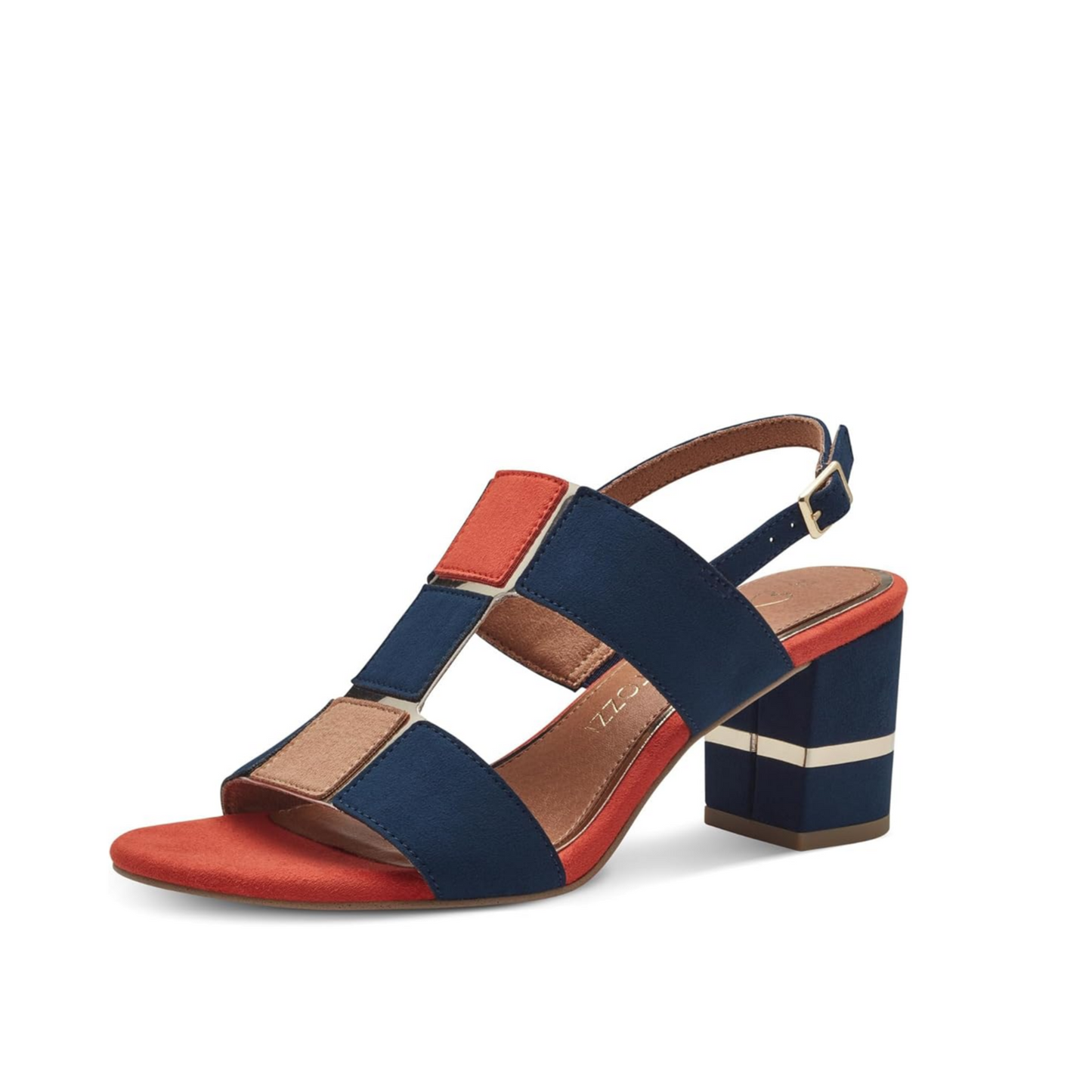 Marco Tozzi Navy and Rust Orange Sandal