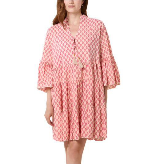 Fleur De Lis Tassel Smock Mini Dress