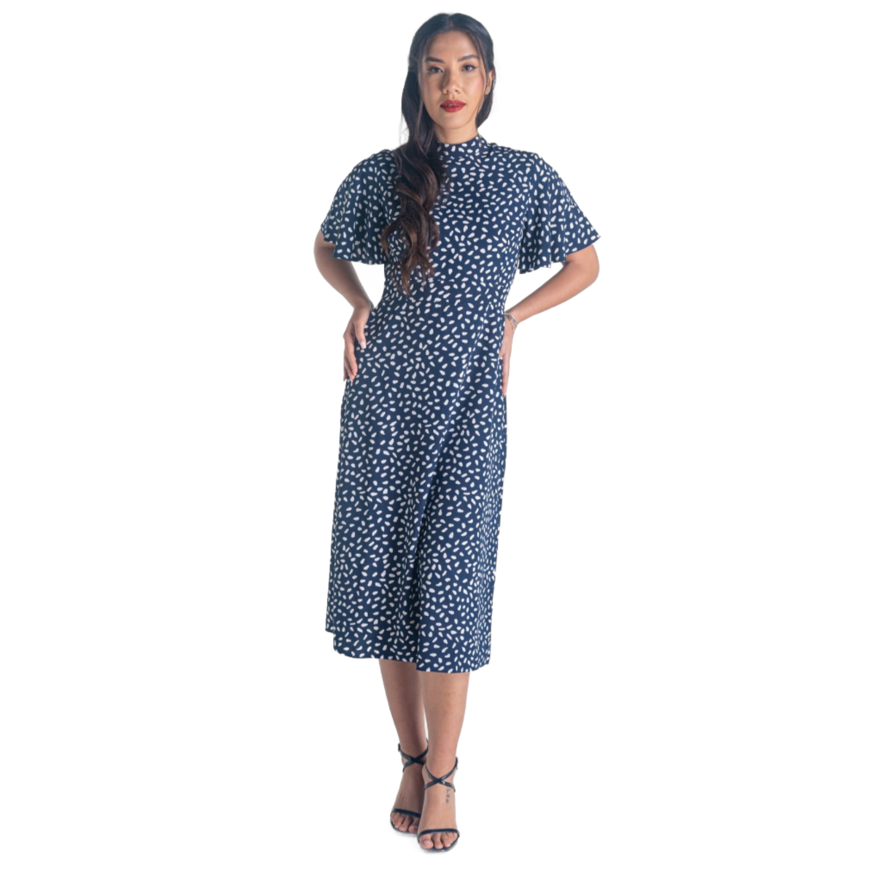 Ladies Dress Navy White Spot – Lesley Ashworth