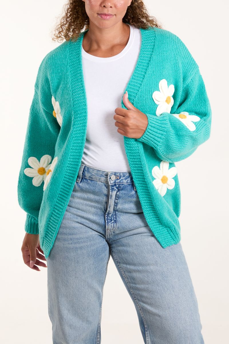Wild Flower Daisy Cardigan Green