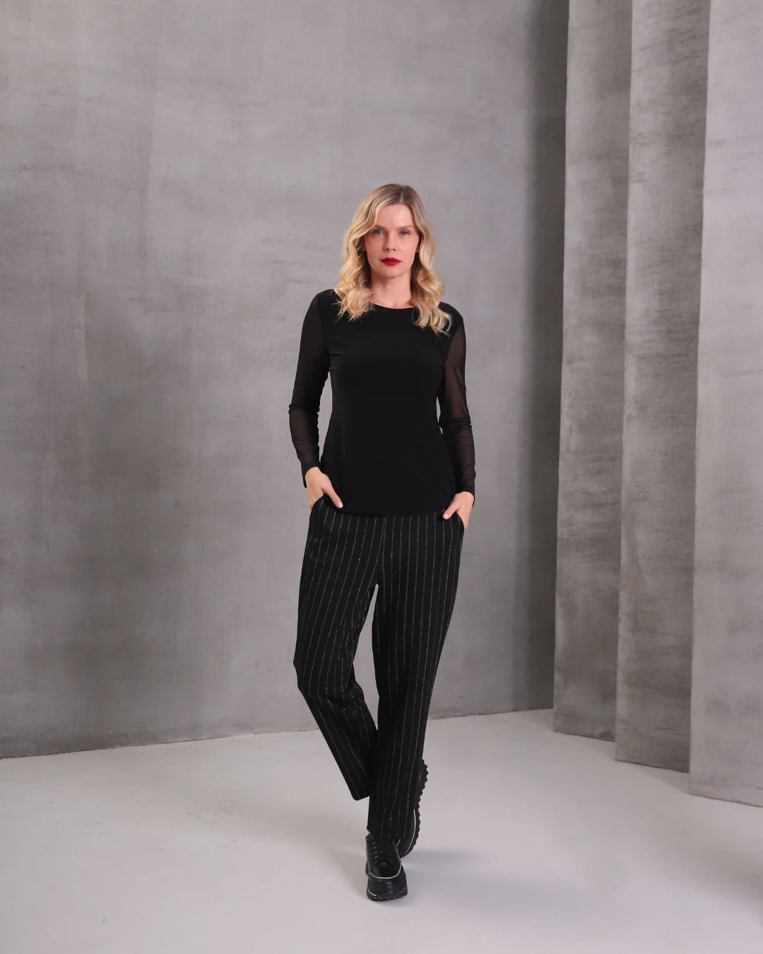I.NCO Mesh Long Sleeve Top