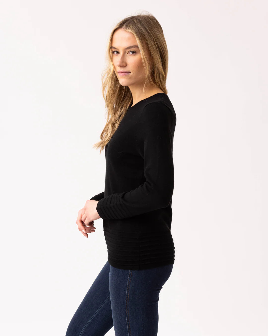 Marble 6377 Round Neck Knit with Ribbed Edge