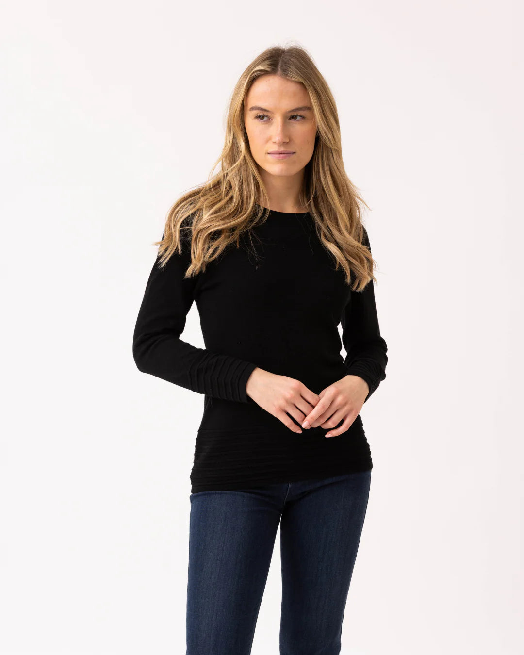 Marble 6377 Round Neck Knit with Ribbed Edge