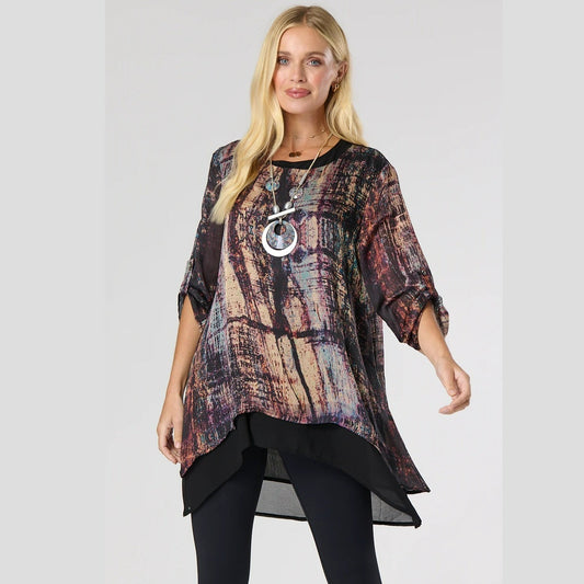 Saloos 7016 A-line Double Layered Top with Necklace