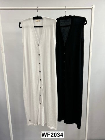 Malissa J WF2034 Longer Length Linen Knit Tabard Style Waistcoat