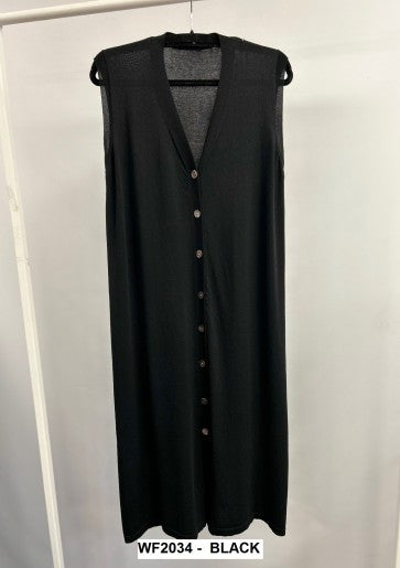 Malissa J WF2034 Longer Length Linen Knit Tabard Style Waistcoat