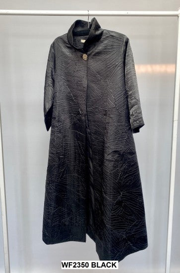 Malissa J Longer Length Textured Woven Coat Featured Button