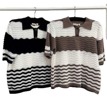 Malissa J WF2410 Textured Knit Short Sleeve Top