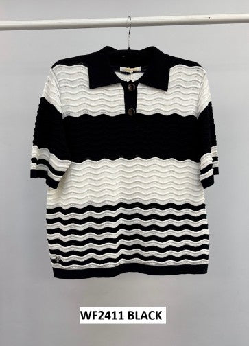 Malissa J WF2410 Textured Knit Short Sleeve Top